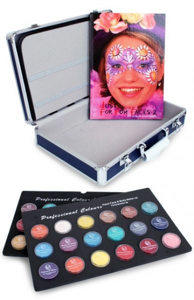 PXP Face Paint case with 36x10g jars and face paint book