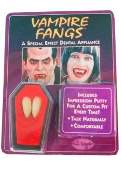 Halloween Vampire teeth 2 pieces in seem coffin